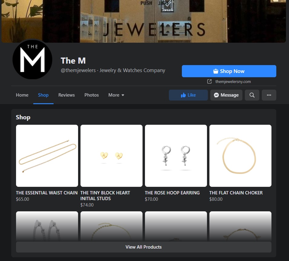 La tienda de Facebook de M Jewelers