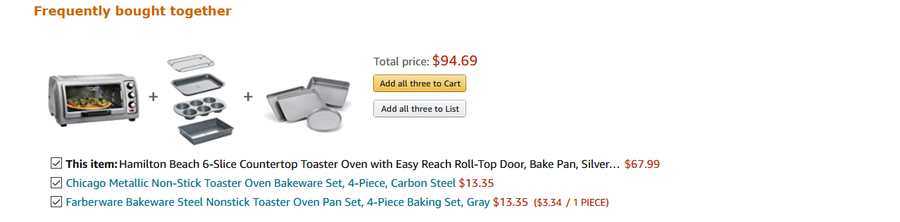 Paquete de horno tostador Amazon