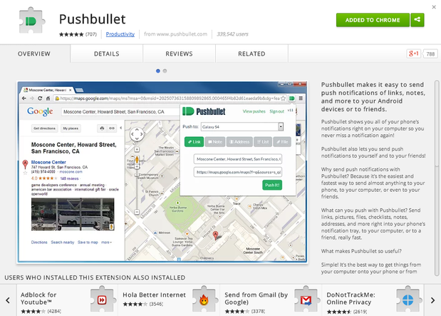 Extensiones cromadas Pushbullet para especialistas en marketing digital