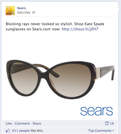 Una publicación de Facebook de Sears