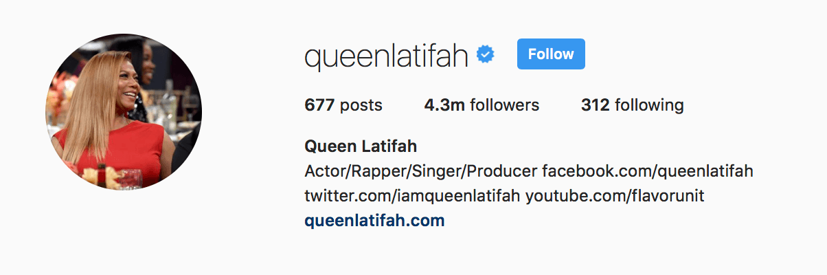 biografía de instagram de queen latifah