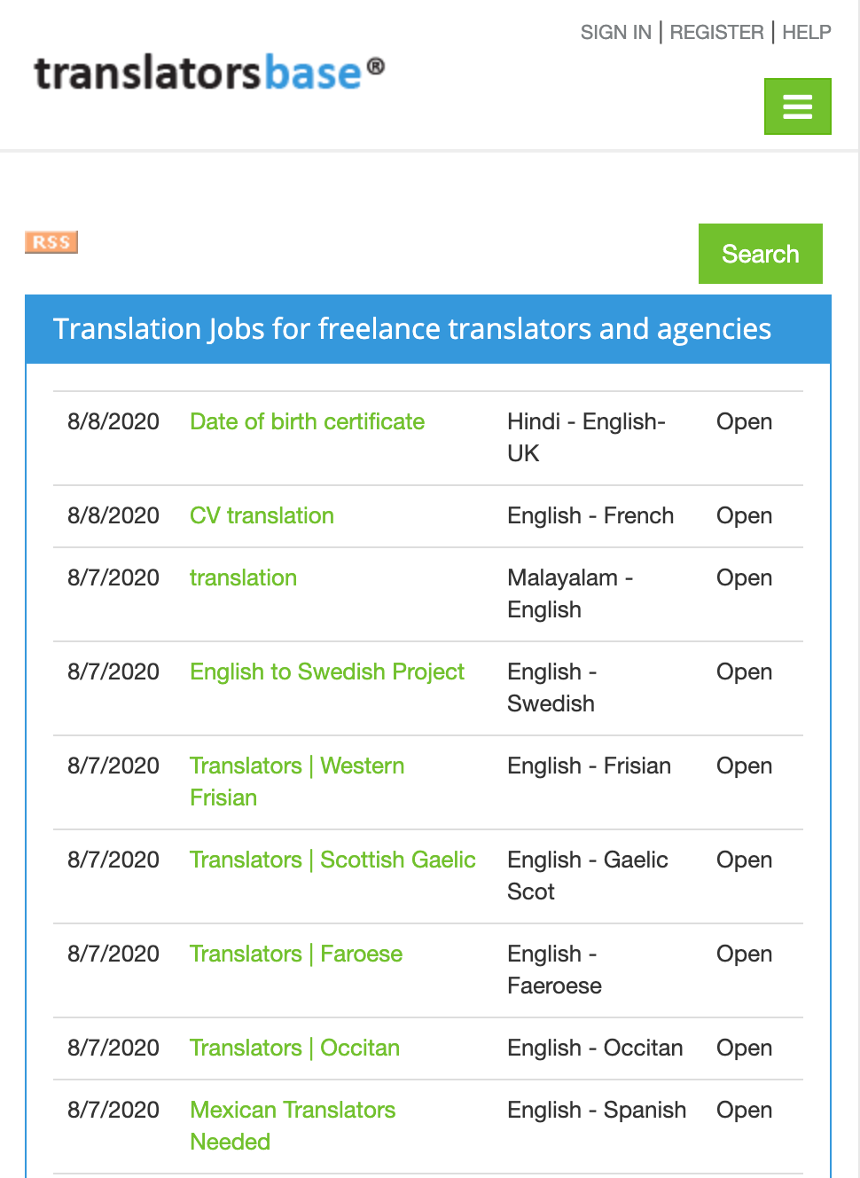Bolsas de trabajo de TranslatorsBase
