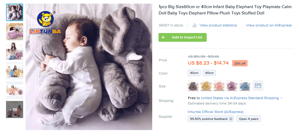 Almohada de elefante de peluche para bebés