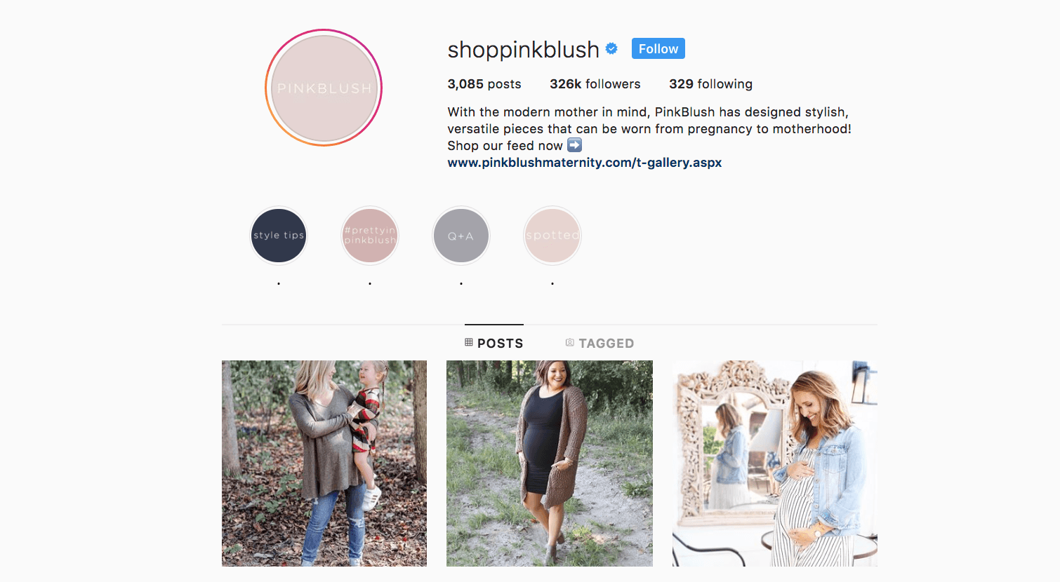 shoppinkblush verificado en instagram