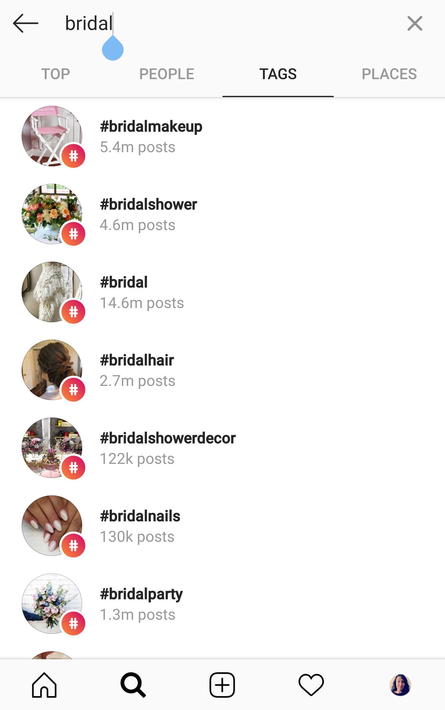 etiquetas de búsqueda de instagram