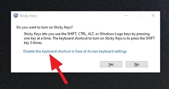 2 Maneras de Desactivar Sticky Keys y Eliminar Notificaciones en Windows 10