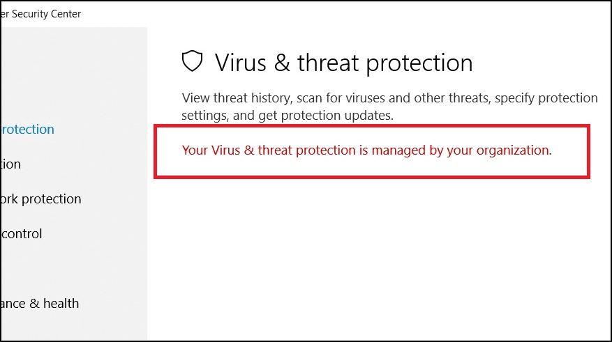 2 formas de superar su virus &  Su organización administra la protección contra amenazas