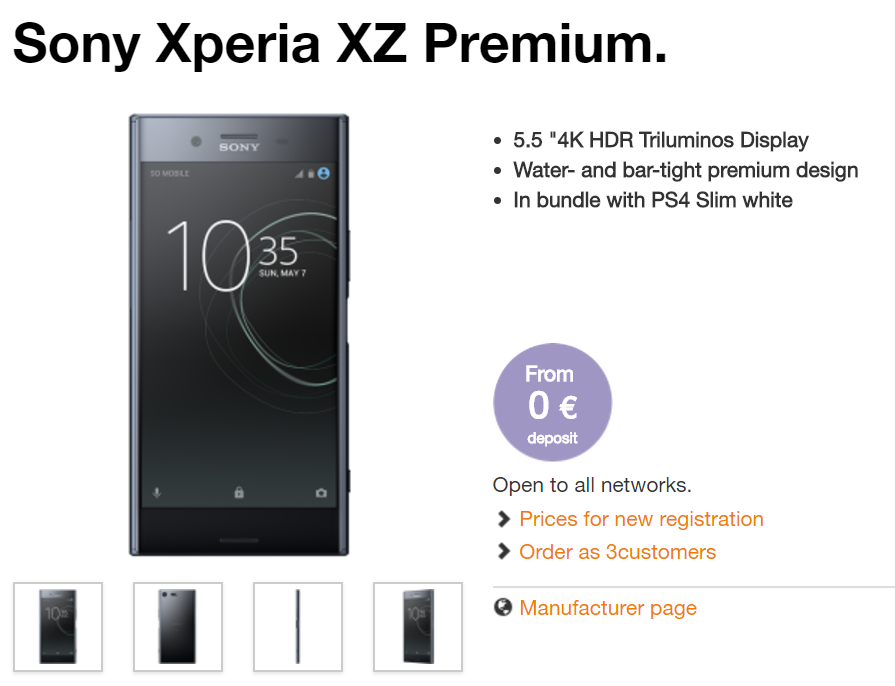 3 Austria lanza Sony XZ Premium con PS4 Slim gratis en oferta de pre-pedido