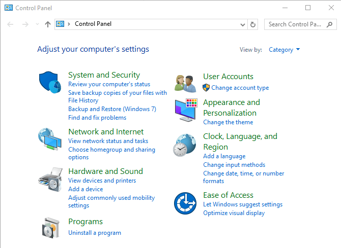 4 formas de abrir el panel de control en Windows 10 que puedes probar