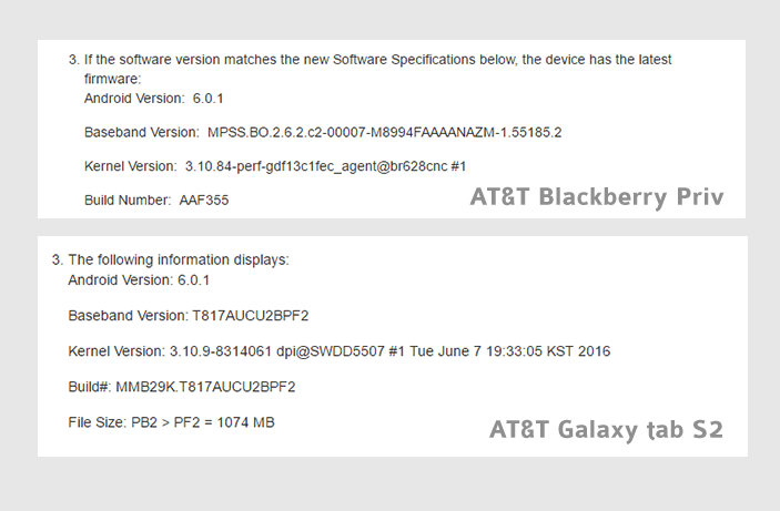 AT&T Blackberry Priv y Galaxy Tab S2 obtienen Android Marshmallow OTA