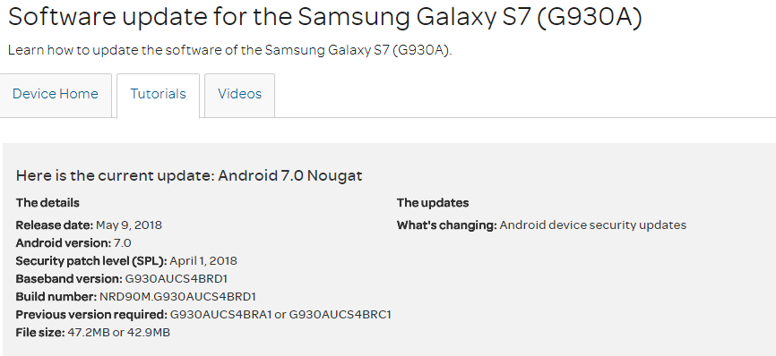 AT&T lanza actualizaciones para las variantes de Samsung Galaxy S7 y S8