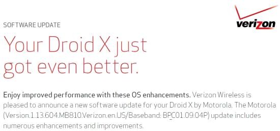 Motorola DroidX Update Version 1.13.604