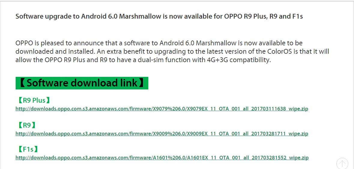 Actualización de Oppo R9, R9 Plus y F1s Marshmallow lanzada en Australia