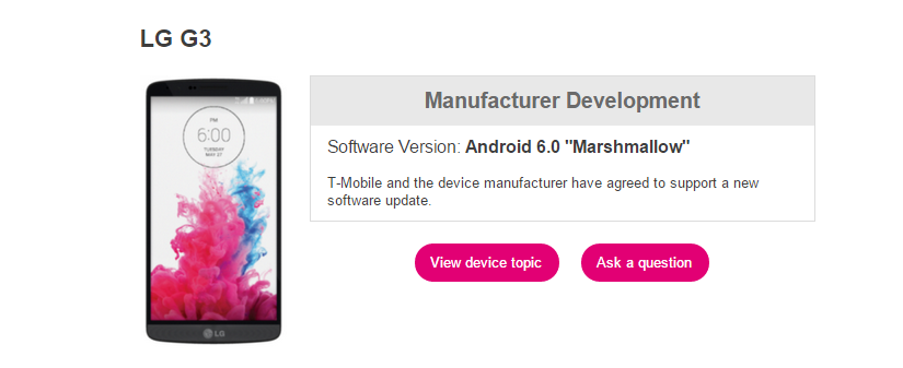 Actualización de T-Mobile LG G3, G4 y G Stylo Marshmallow confirmada, aunque aún no hay detalles de lanzamiento
