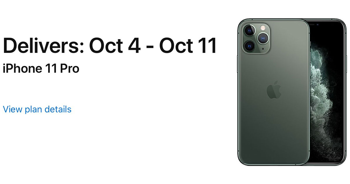 Algunas estimaciones de entrega del iPhone 11 Pro se deslizan rápidamente hasta octubre
