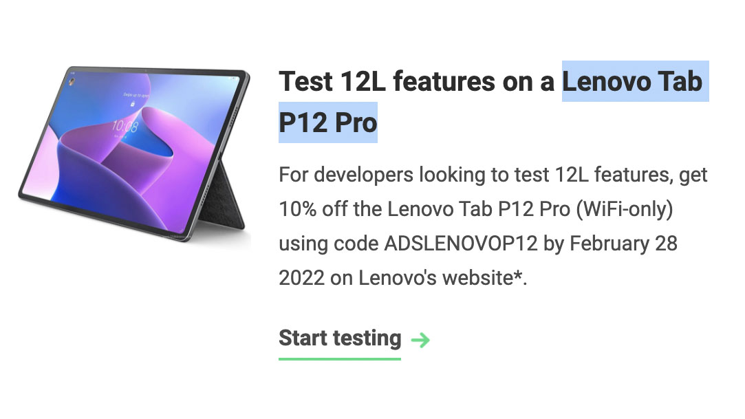 Android 12L debuta en el dispositivo Lenovo Tab P12 Pro
