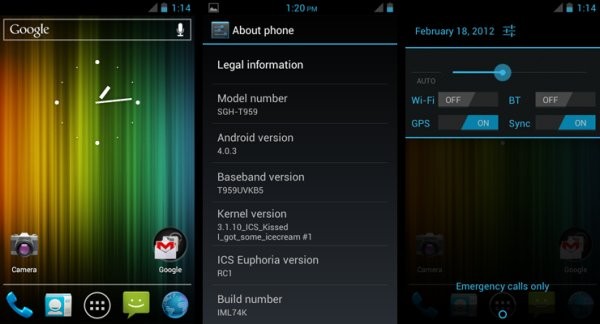 Android 4.0 AOKP ROM para Samsung Vibrant -- ICS Euphoria RC1