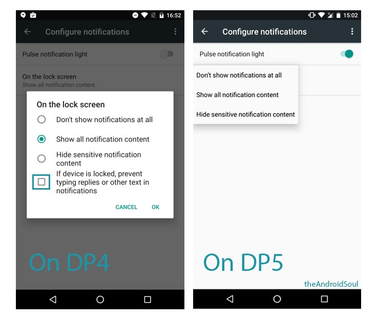 Android Nougat Developer Preview 5 elimina la opción de responder directamente desde la pantalla de bloqueo sin desbloquear el dispositivo