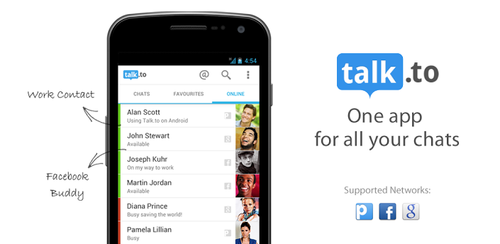 Aplicación de chat Talk.to Google y Facebook