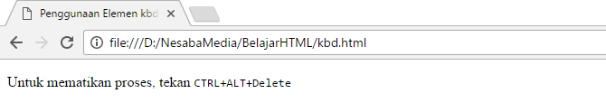 Uso de la etiqueta kbd en html