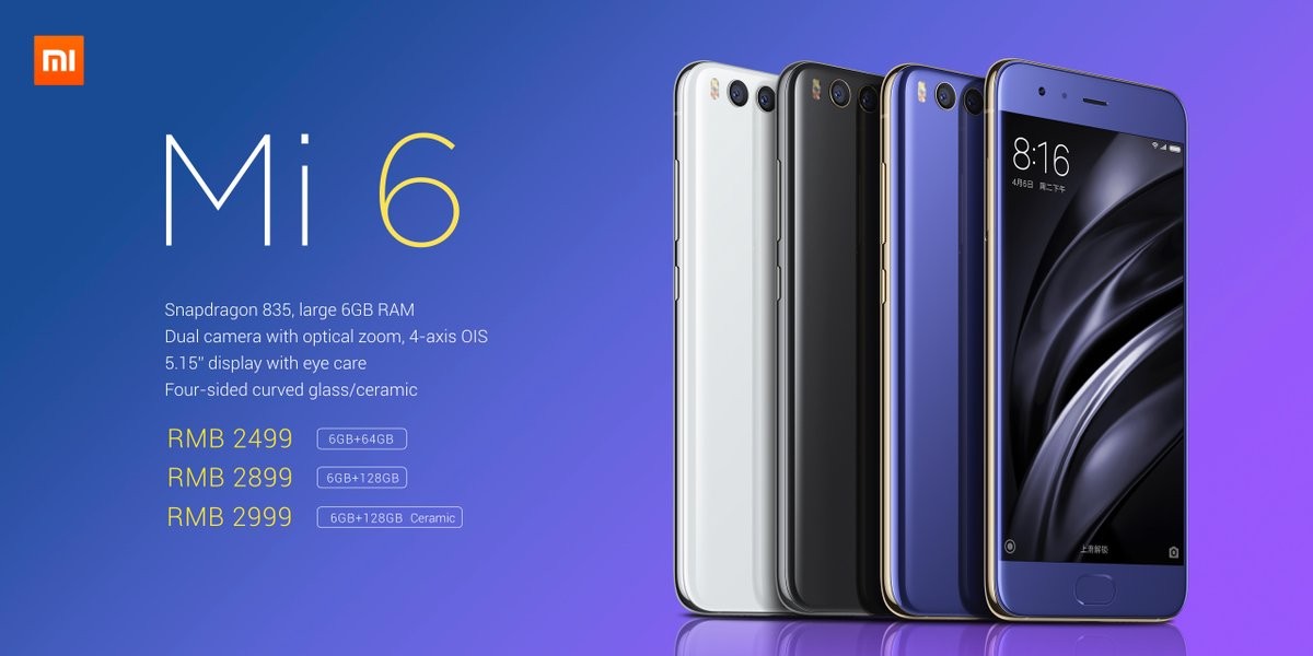 Aquí está el precio de Xiaomi Mi6 para todas las variantes