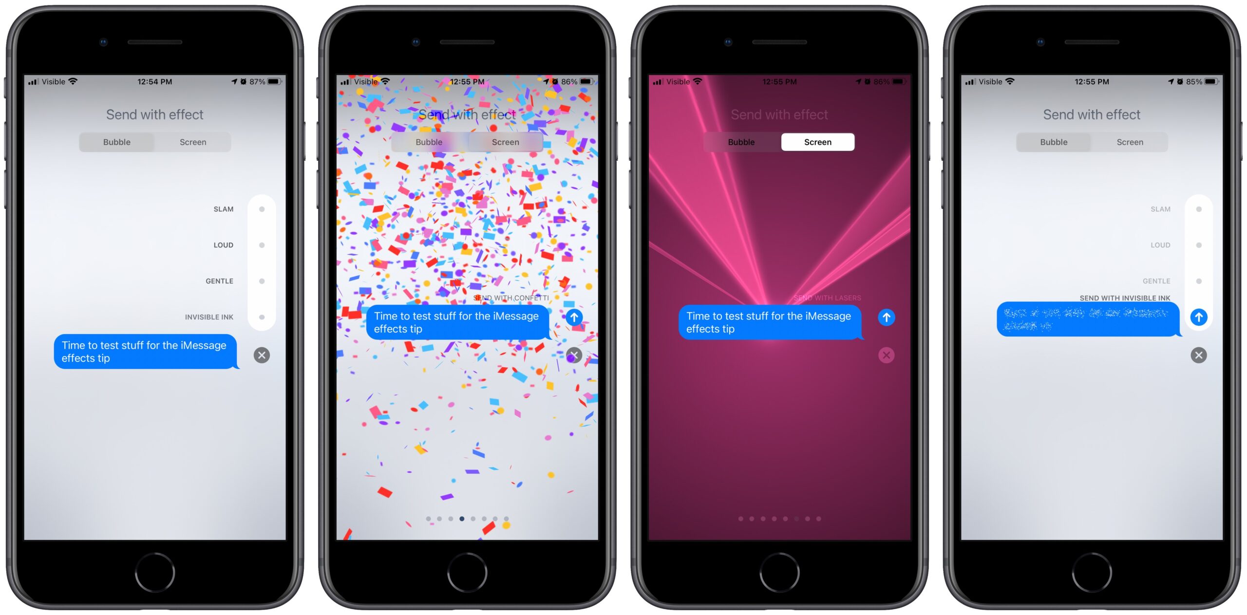 Aquí están todos los efectos de mensaje que puede enviar en dispositivos Apple