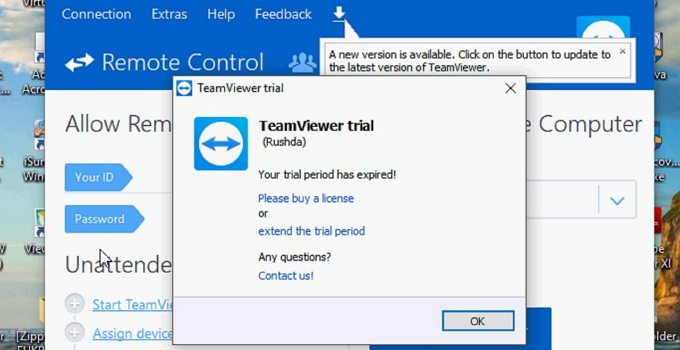 Aquí se explica cómo superar la caducidad de Teamviewer que demuestra que funciona