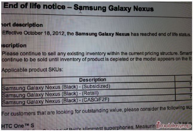 Bell Galaxy Nexus se descontinuará pronto, se convierte en el primer GNex en recibir el tratamiento