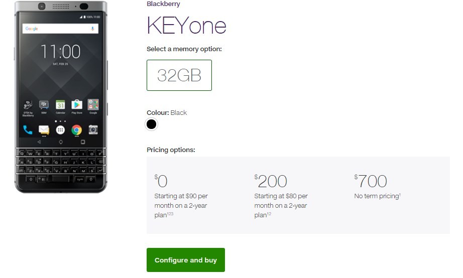 BlackBerry KeyOne ahora disponible para comprar en Telus Canadá