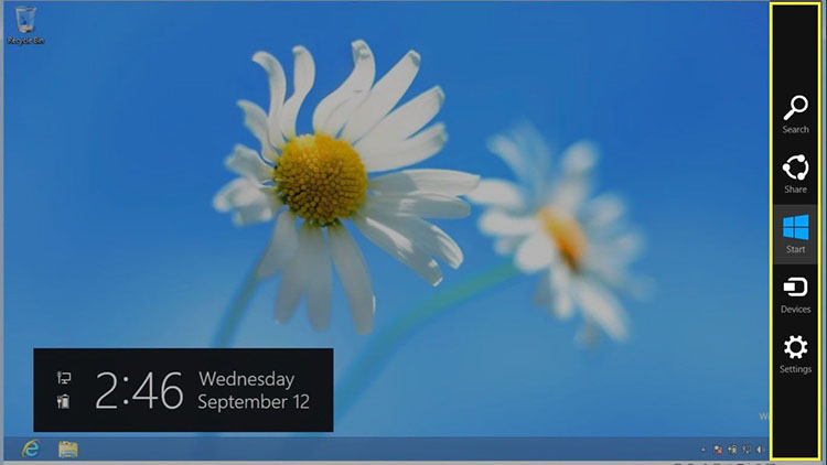 Características similares a la barra de accesos de Windows 8, posiblemente presentes en Windows 10