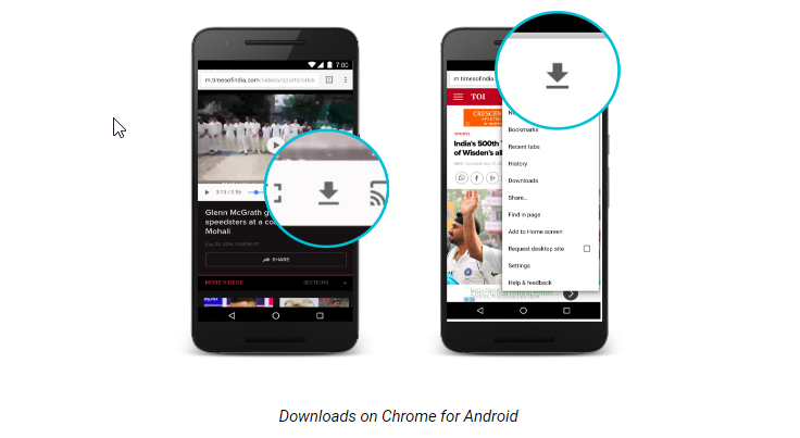 Chrome para Android para descargar videos, música, imágenes y páginas web