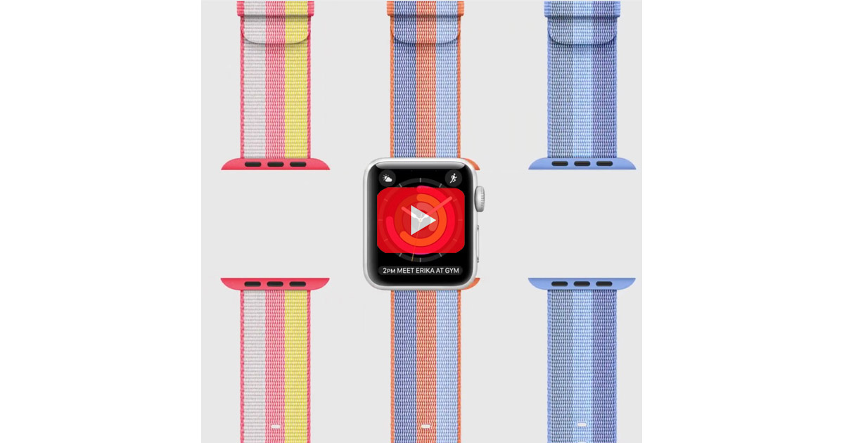 Comercial de Apple en Facebook que promociona las correas para Apple Watch de la primavera de 2017