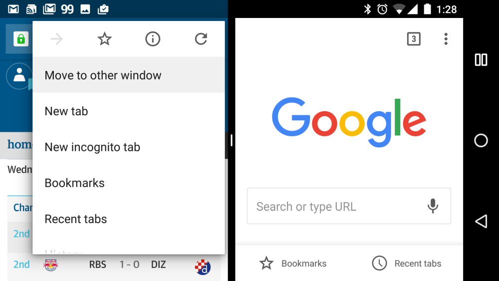 Cómo abrir dos pestañas de Chrome con Android Nougat Multi Window