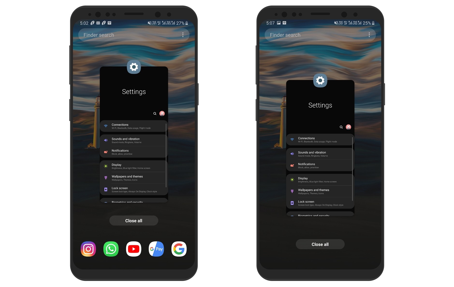 Cómo desactivar las aplicaciones sugeridas en la barra de inicio rápido en la pantalla Recientes en la actualización de Android 9 Pie de Samsung One UI