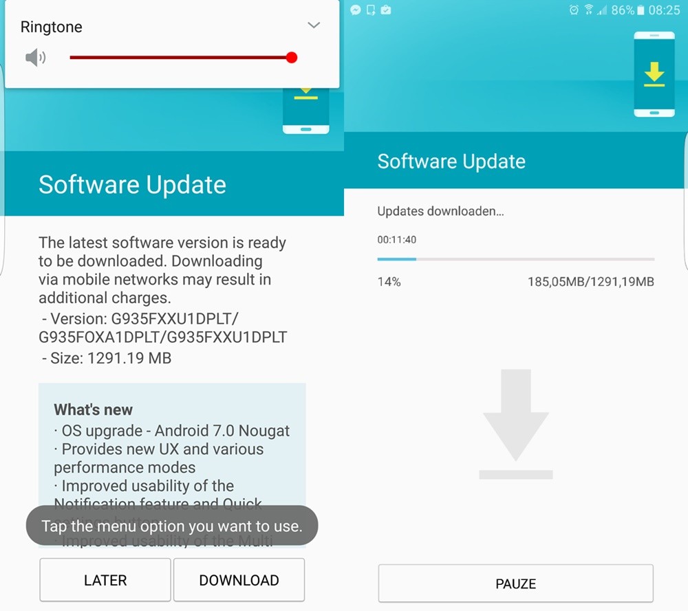 Cómo descargar la actualización OTA Galaxy S7 y S7 Edge Nougat [Firmware added]