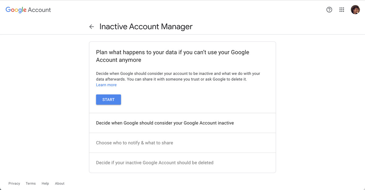El administrador de cuentas inactivas de Google ofrece una variedad de opciones sobre qué hacer con sus datos.