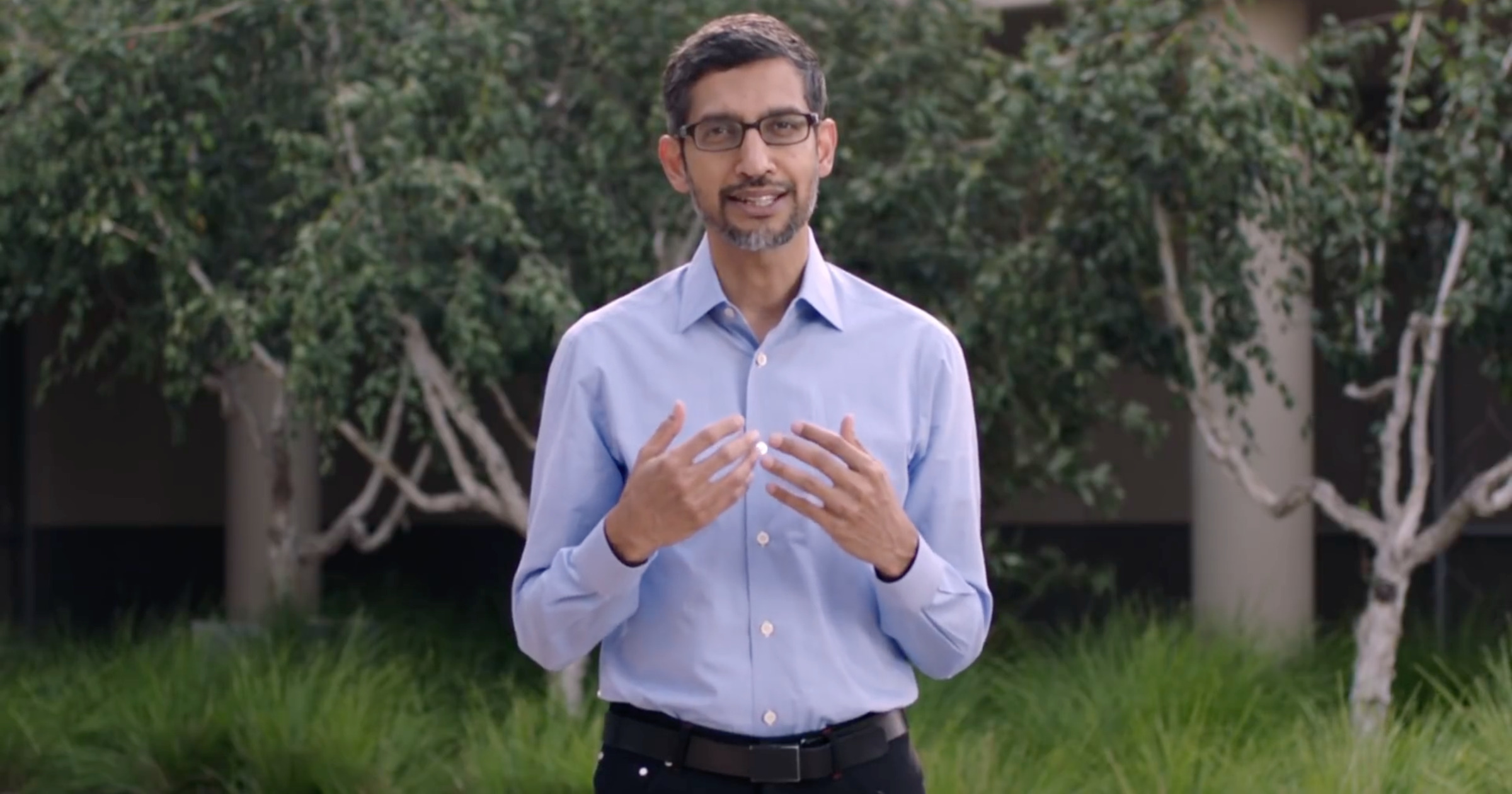 Sundar Pichai announcing Google carbon free by 2030 plans