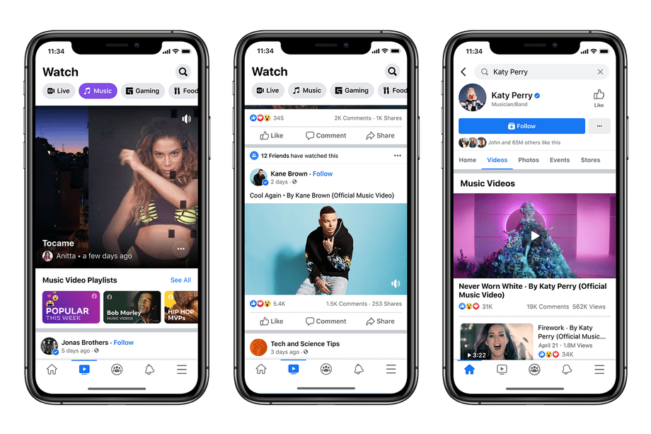 Desafíe a YouTube, Facebook Agregue funciones para videos musicales