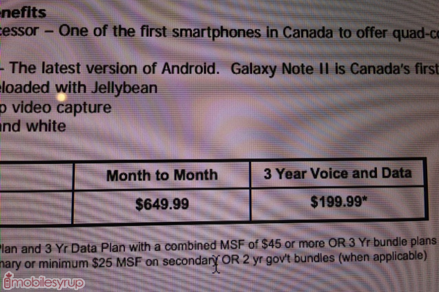 Desbloqueado Rogers Samsung Galaxy Note 2 Precio fijado en $ 649