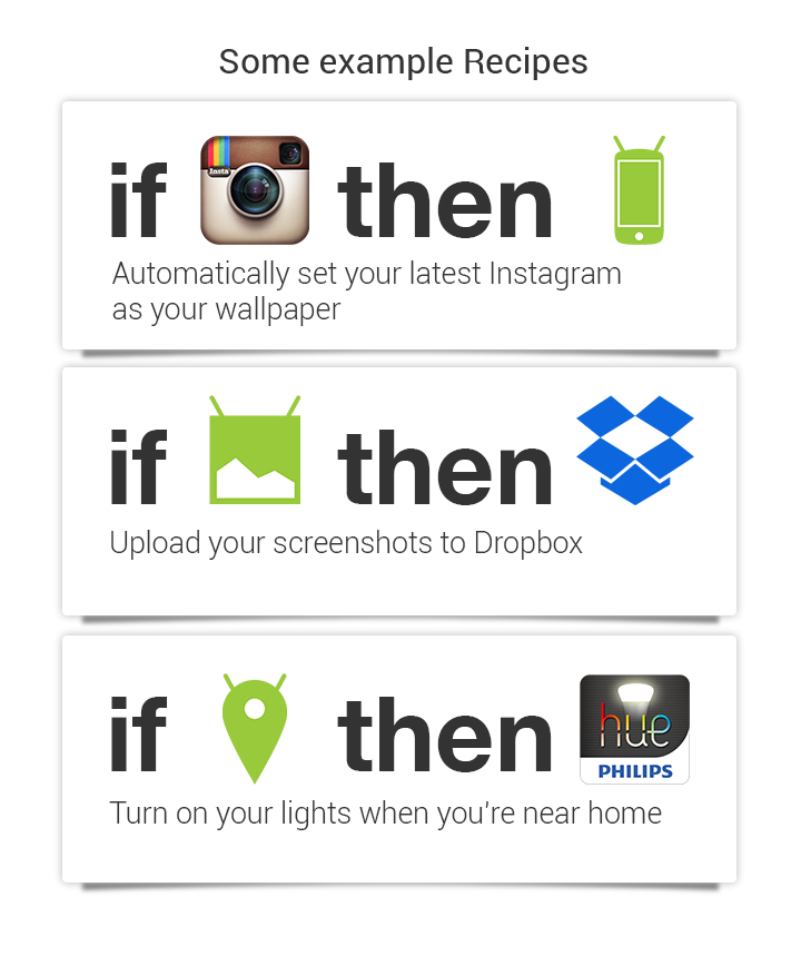 IFTTT for Android sample recipes