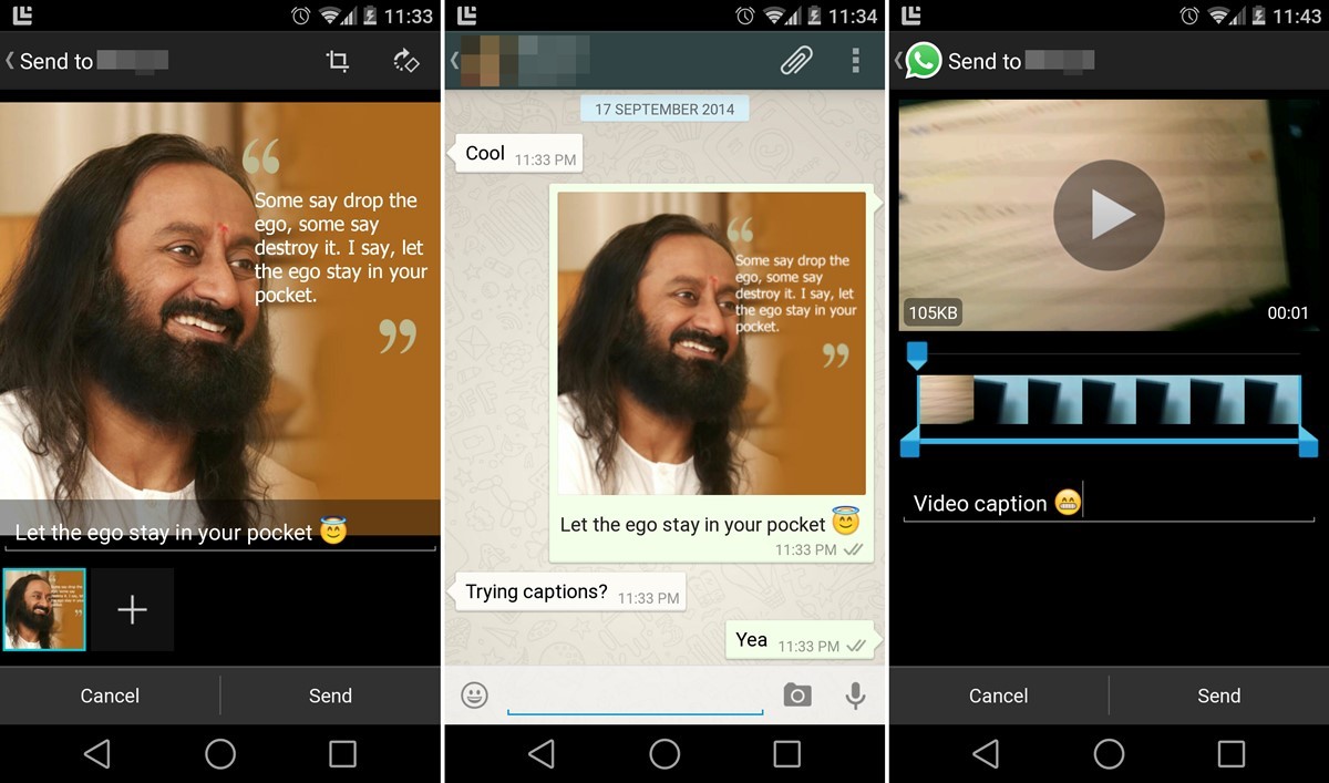 WhatsApp for Android Photo and Video Captions