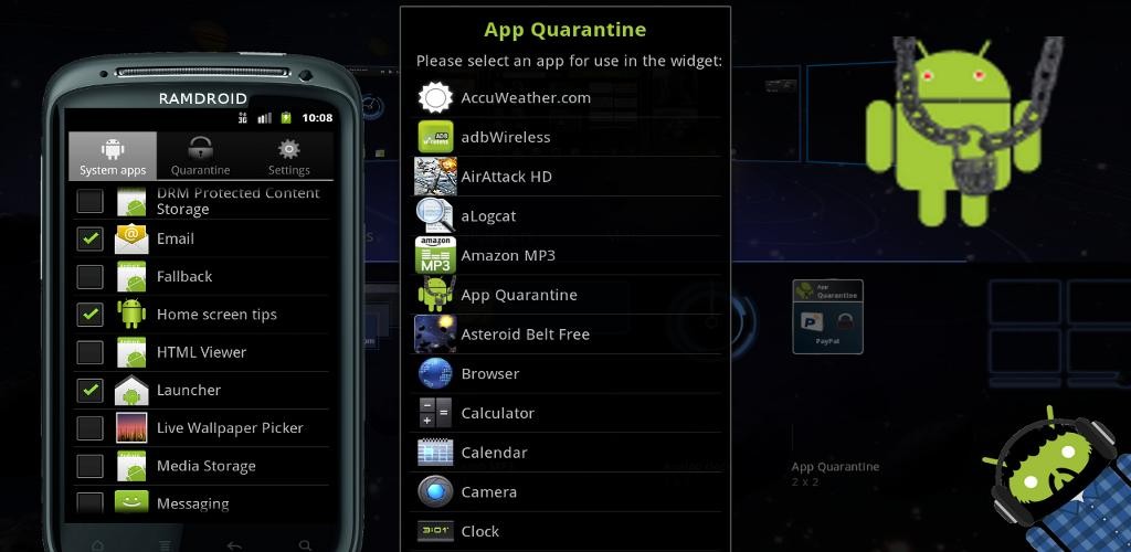 Disable Apps on Android 2.x using App Quarantine Android App