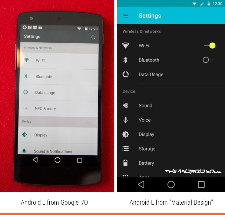 UI difference in settings screen on Android L theandroiudsoul.com