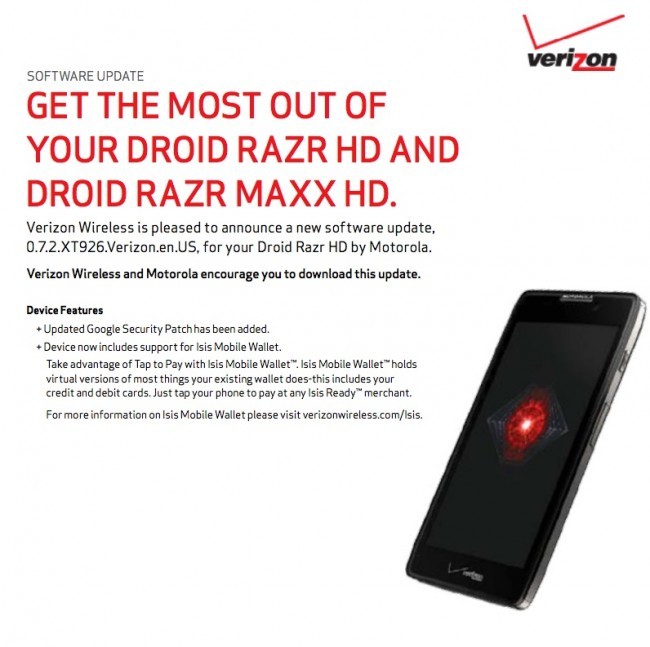 Droid Razr HD y Maxx HD Update vienen repletos de billetera móvil Isis