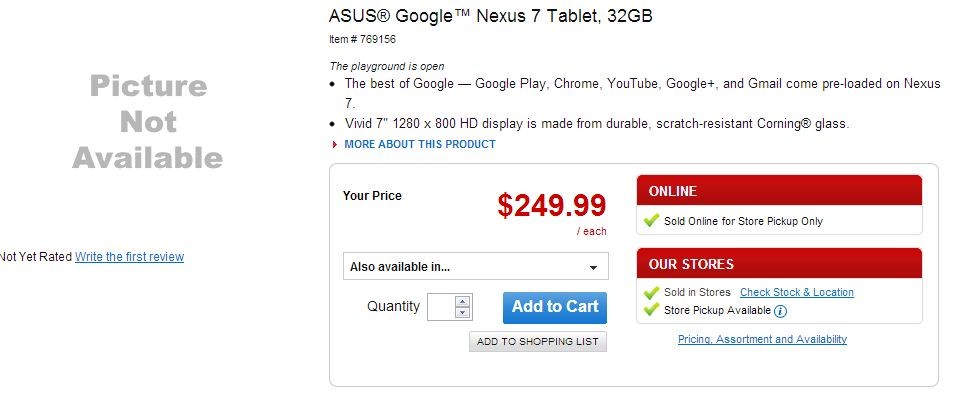 EE. UU. también incluye Nexus 7 de 32 GB, con un precio de solo $ 249.  ¡Se envía en 3 días!