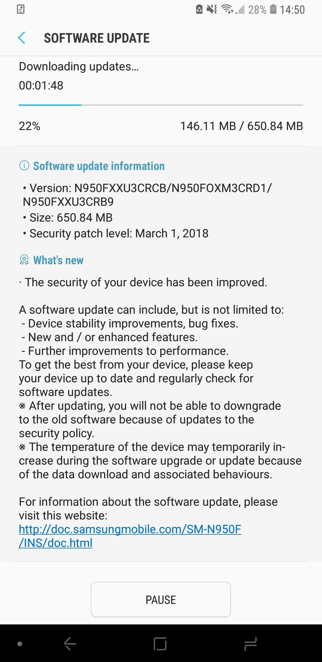 Galaxy Note 8 Oreo update