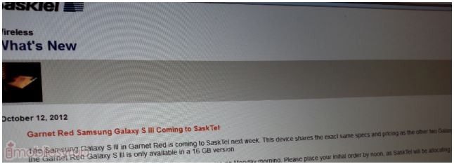 El Galaxy S3 rojo también llegará a Sasktel en Canadá