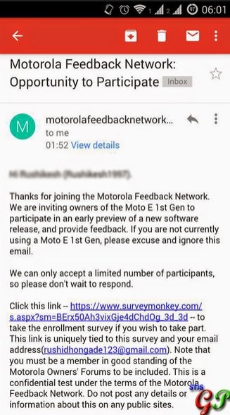 Moto E Lollipop Update Invite