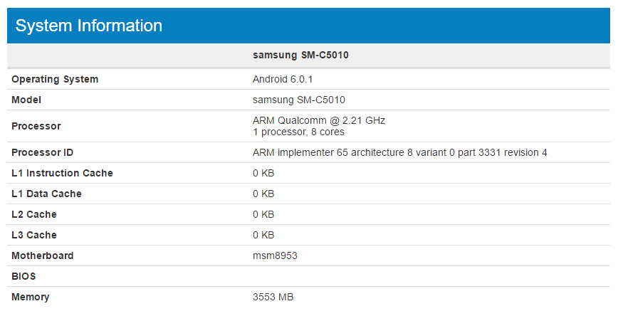 El lanzamiento del Samsung Galaxy C5 Pro se acerca cuando el dispositivo llega a Geekbench