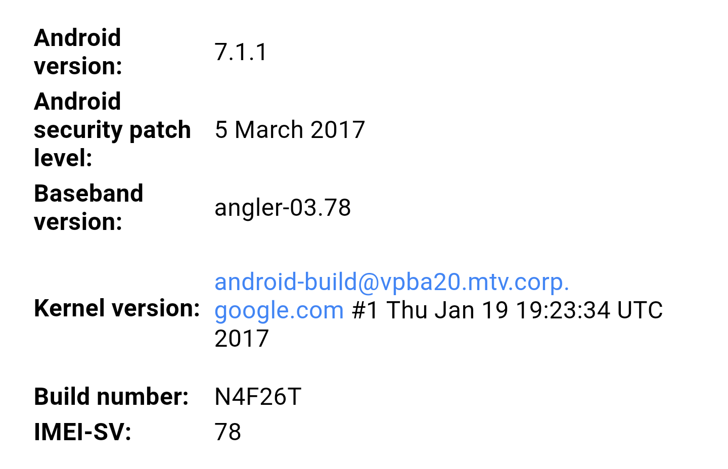 El parche de seguridad de marzo de Google Nexus 6P se implementará la próxima semana con la compilación N4F26T